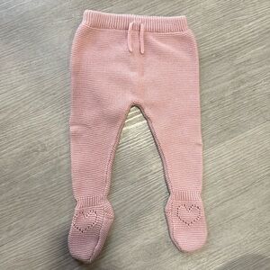 Sfera Baby Crochet Footed Cotton Leggings With Heart Details On Feet